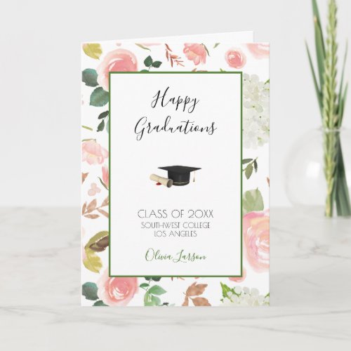 Watercolor Flowers _ Graduations Holiday Card