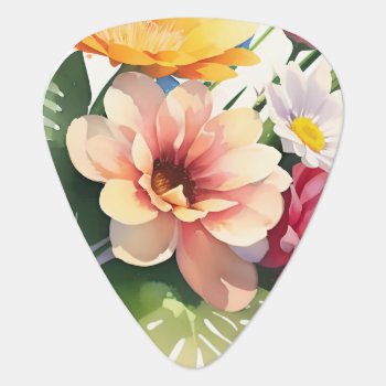 Watercolor Flowers Guitar Picks by alise_art at Zazzle