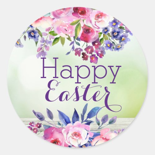 Watercolor Flowers Happy Easter Stickers