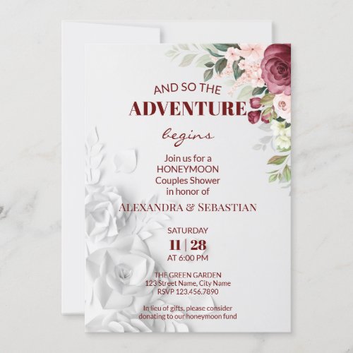 Watercolor Flowers Honeymoon Shower Invitation