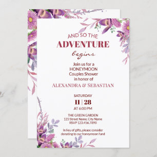 Watercolor Flowers Honeymoon Shower Invitation