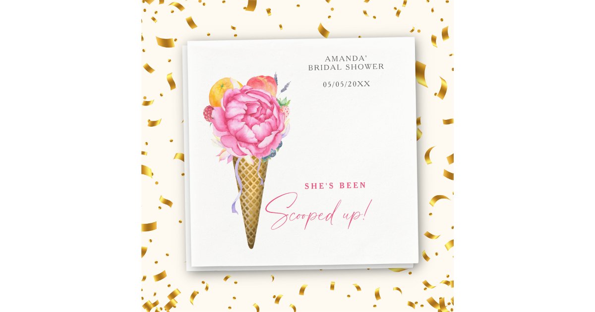 Watercolor FLOWERS ICE CREAM - bridal shower Napkins | Zazzle