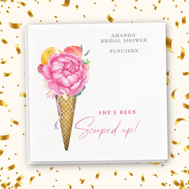 Watercolor FLOWERS ICE CREAM - bridal shower Napkins (Creator Uploaded)