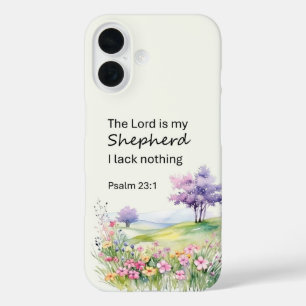 Watercolor Flowers in a Field Psalm 23 iPhone 16 Case