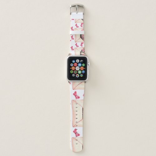 Watercolor flowers in envelopes seamless pattern apple watch band