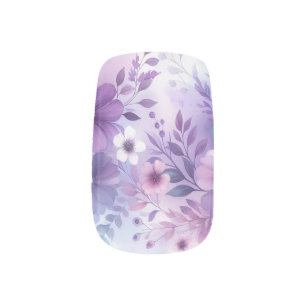 Watercolor Flowers in soft pastels Minx Nail Art