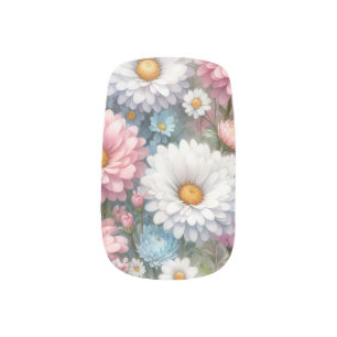 Watercolor Flowers in soft pastels Minx Nail Art
