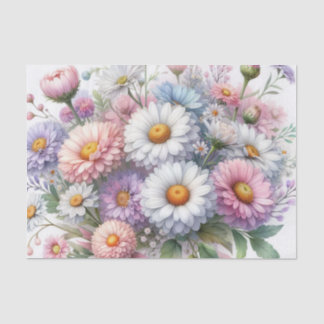 Watercolor Flowers in soft pastels Tissue Paper