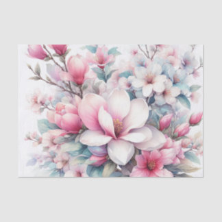 Watercolor Flowers in soft pastels Tissue Paper