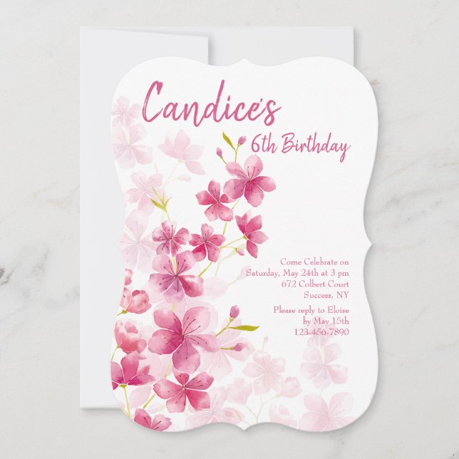 Watercolor Flowers Invitation (Front)