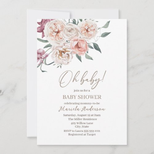 Watercolor flowers It isa girl Baby Shower Invitat Invitation