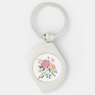 Watercolor flowers keychain