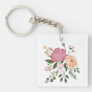 Watercolor flowers  keychain