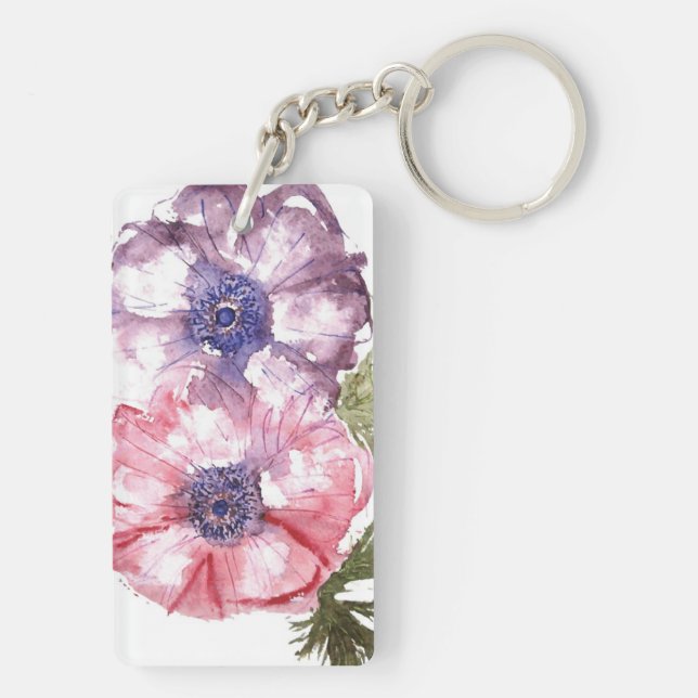 Watercolor flowers keychain (Back)