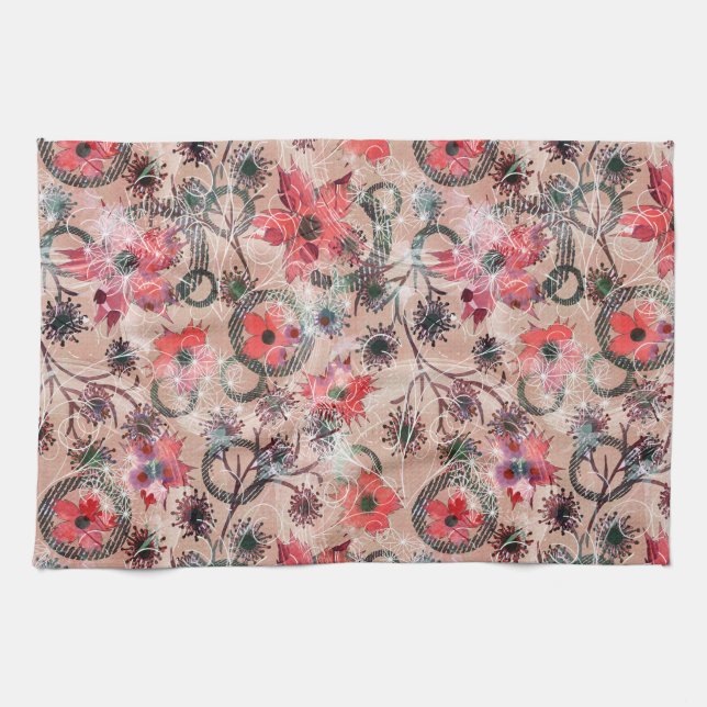 Watercolor, flowers . kitchen towel (Horizontal)