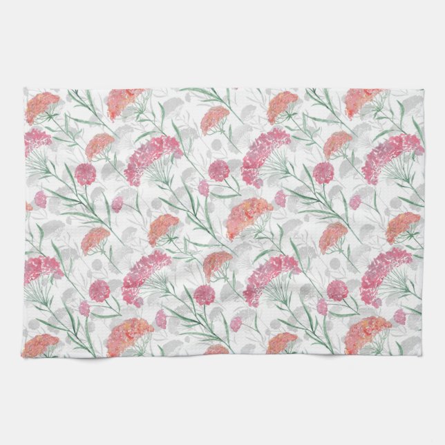 Watercolor, flowers kitchen towel (Horizontal)