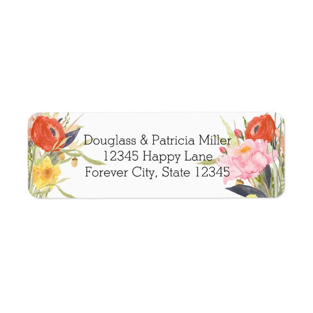 Watercolor Flowers Label (Front)