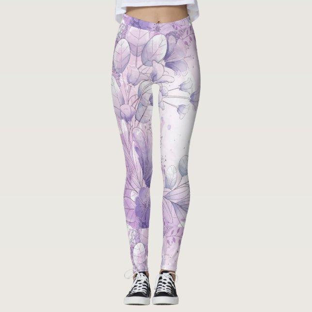 Watercolor Flowers Leggings (Front)