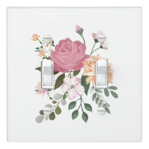 Watercolor flowers light switch cover