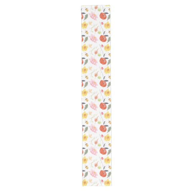 Watercolor Flowers Long Table Runner (Front)