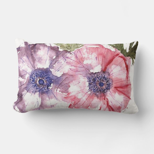 Watercolor flowers lumbar pillow (Front)