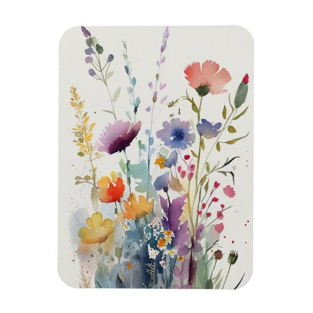 Watercolor Flowers Magnet (Vertical)