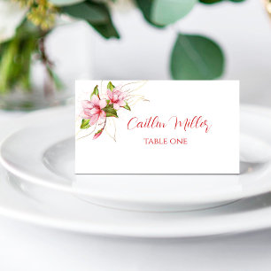 Watercolor Flowers Magnolias Rustic Wedding Place Card