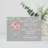 Watercolor Flowers Mason Jar Bridal Shower Invitation (Standing Front)