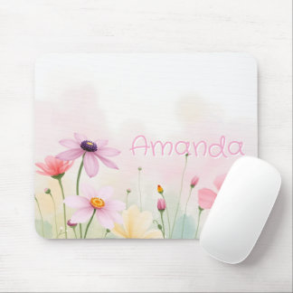 Watercolor Flowers Meadow Pretty Floral Mouse Pad