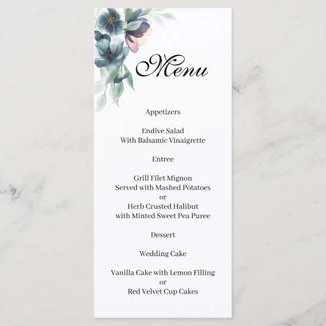 Watercolor flowers Menu (Front)