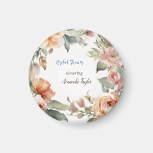 Watercolor Flowers Minimal Bridal Shower Magnet