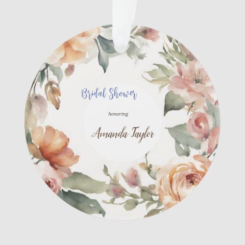 Watercolor Flowers Minimal Bridal Shower Ornament