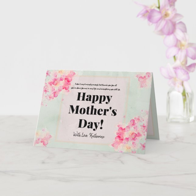 Watercolor Flowers Modern Daughters Mothers Day Card (Orchid)