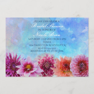 Watercolor Flowers Modern Floral Bridal Shower Invitation