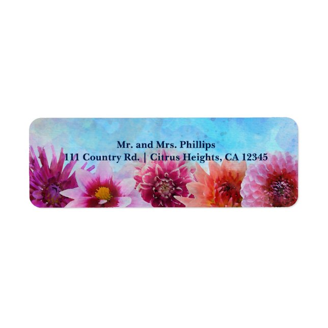 Watercolor Flowers Modern Floral Bridal Shower Label (Front)