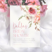 Watercolor Flowers Modern Garden Bridal Shower