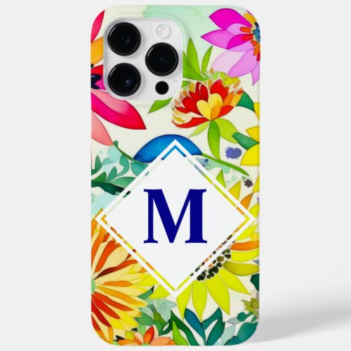 Watercolor Flowers Monogrammed  Case_Mate iPhone 14 Pro Max Case