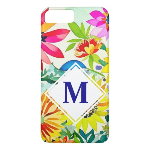 Watercolor Flowers Monogrammed  iPhone 8 Plus7 Plus Case