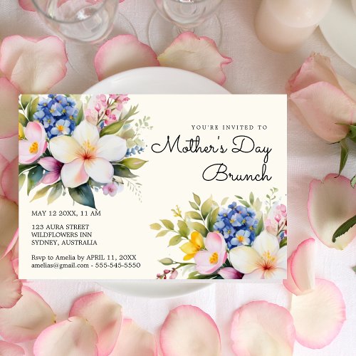 Watercolor flowers mothers day brunch Invitation