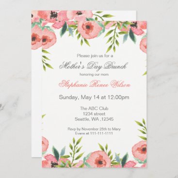 Watercolor Flowers Mother's Day Brunch Invites