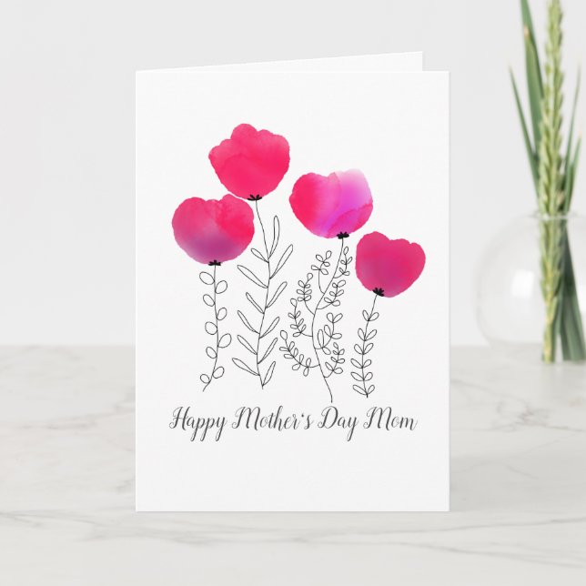 Watercolor Flowers Mother's Day Card (Front)