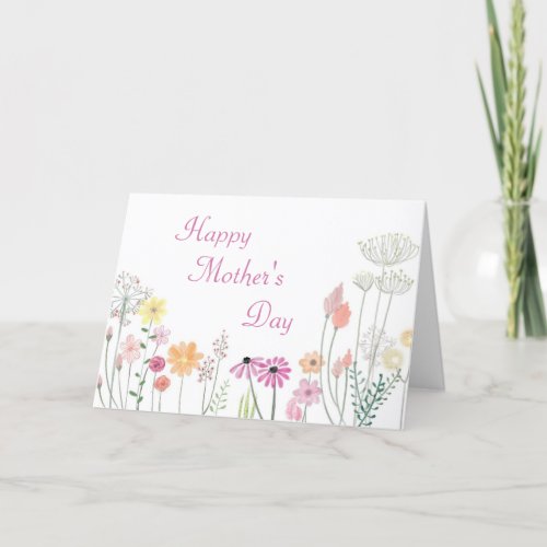 Watercolor Flowers Mothers Day Holiday Card