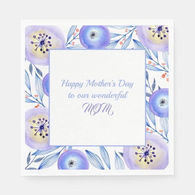Watercolor Flowers Mother's Day Napkins (Front)