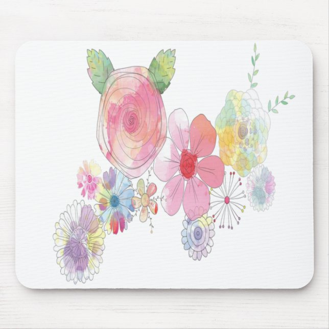 Watercolor Flowers Mousepad (Front)