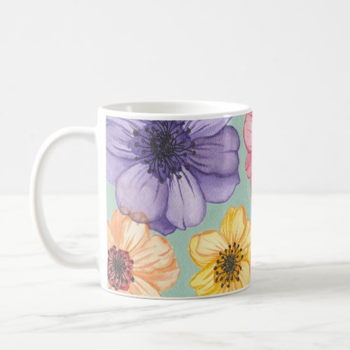 Watercolor flowers mug