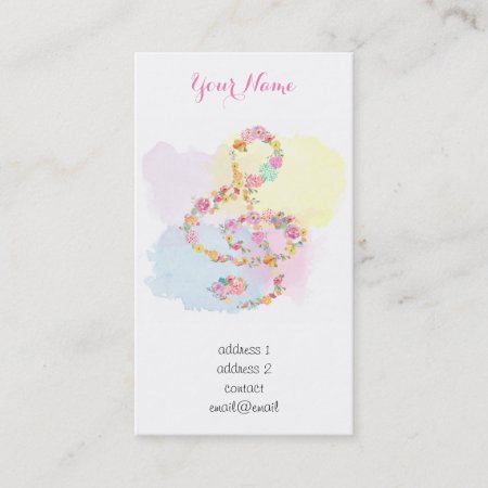 Watercolor Flowers Music Treble Clef Business Card