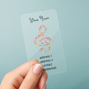 watercolor flowers music treble clef clear business cards