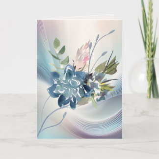 Watercolor Flowers n Opalescent Swirl Card