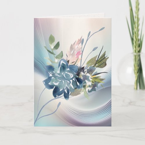 Watercolor Flowers n Opalescent Swirl Card