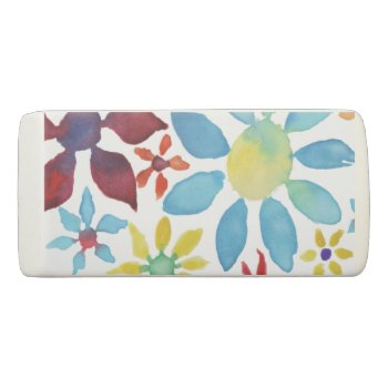 Watercolor Flowers (name On Back) Eraser by scribbleprints at Zazzle
